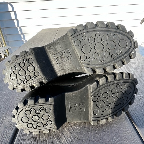 Zara Ankle Lug Sole Chunky Platform Front Zip Boots sz 38 - Picture 13 of 14